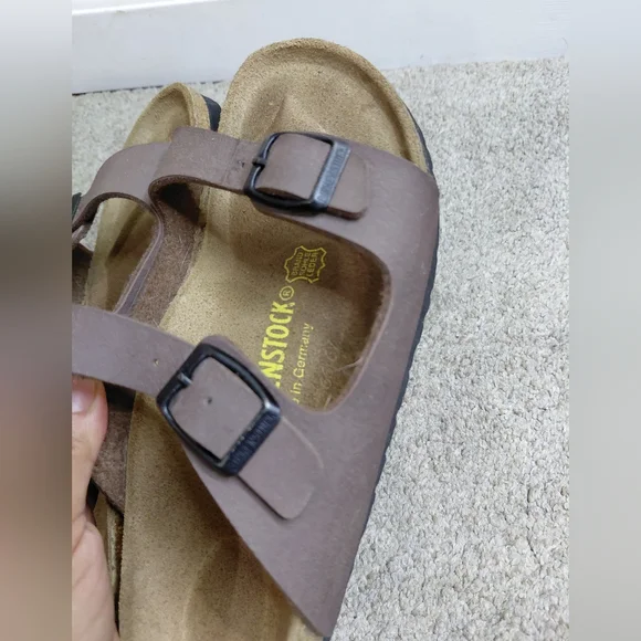 Birkenstock Women Size 37/6 Us Narrow Brown Sandals with Buckle Detail - Picture 4 of 10